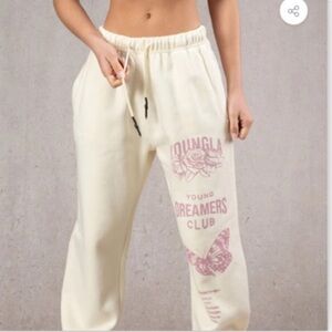 Young LA Immortal Joggers Pink Tan Butterfly Logo